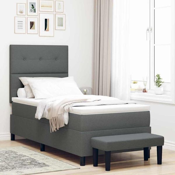 vidaXL Boxspringbett mit Kopfteil Dunkelgrau 80 x 200 cm Stoff 3344024