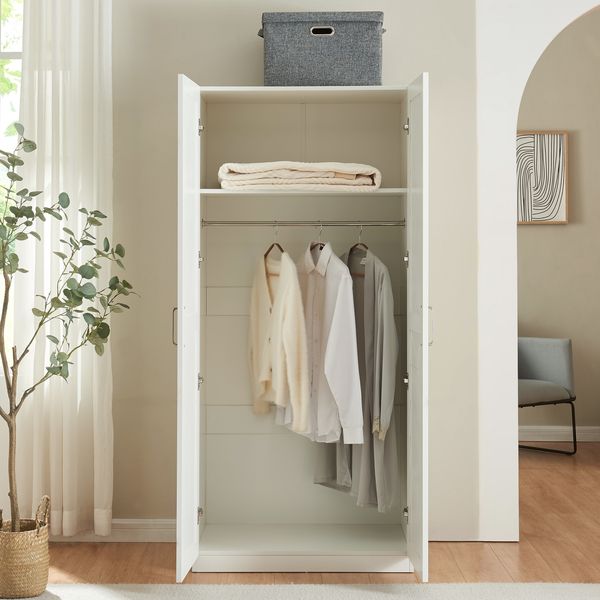 Kleiderschrank Finning 176x80x52 cm 1 Fach Weiß [en. casa]