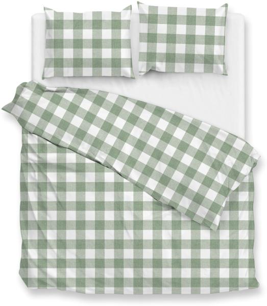 Zo! Home Cotton Bettwäsche 200x200 Quattro di Lino Moss Green grün weiß kariert