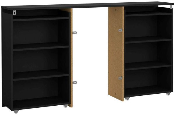 Dmora Nachttisch Arnaboldi, Niedrige Kommode, Tisch, Multifunktionaler Nachttisch, 145x26 h80 cm, Schwarz