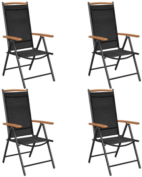 vidaXL Gartenstühle Klappbar 4 Stk. Aluminium und Textilene Schwarz 41733