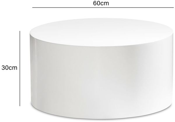 Couchtisch MONOBLOC 60x60x30cm Weiß Hochglanz Rund Modern Bild 4