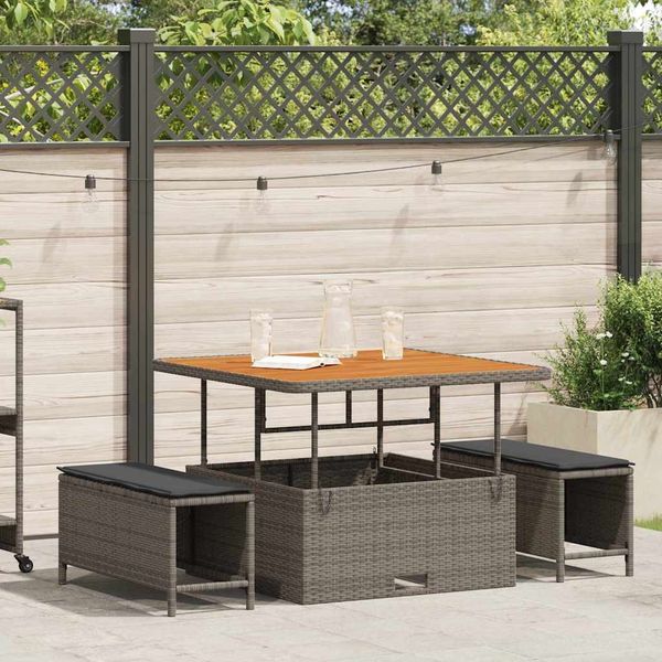 vidaXL Garten Essgruppe Grau Poly-Rattan 42007910