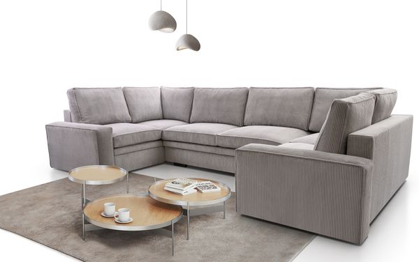AX LIVING Ecksofa grau Treville U Wohnlandschaft XXL U Form