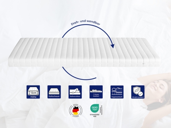 AquaFlex® 12 cm Matratze 90 x 200 cm Härtegrad H2 : 12 cm : H2 : 90 x 200 cm Bild 2
