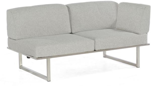 Sonnenpartner Lounge-Eckmodul 2-Sitzer rechts Lotus Edelstahl mit Teakholz Loungesofa