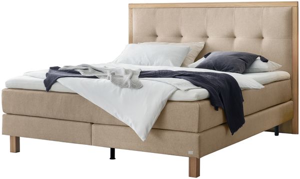 Solara Boxspringbett braun Eiche MassivholzPolyester/Polyamid/Viskose 206cm x 208cm x 125cm