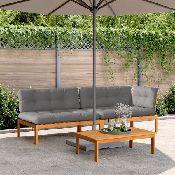 vidaXL 3-tlg. Garten-Sofagarnitur aus Paletten mit Kissen Akazienholz 3209446