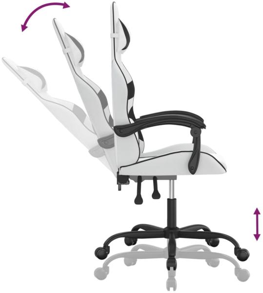 vidaXL Gaming-Stuhl Drehbar Weiß und Schwarz Kunstleder 349553 Bild 9