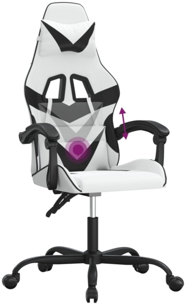 vidaXL Gaming-Stuhl Drehbar Weiß und Schwarz Kunstleder 349553 Bild 10