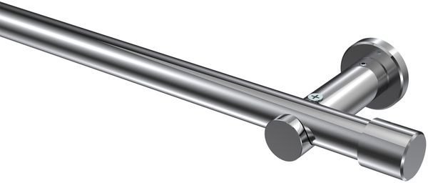 Gardinenstangen-Set Platon Santo 200 cm, 1-läufig (ohne Ringe), 20 mm Ø Chrom