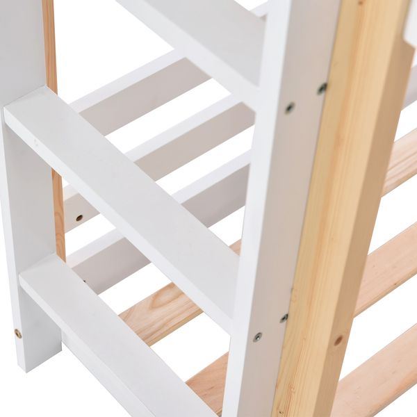 Spielbett 90×200 cm mit Rausfallschutz, Rutsche und Tafel, Weiß, ohne Matratze Bild 10