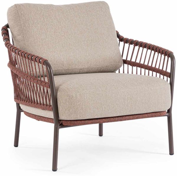 Gartensessel Aitalia aus Metall, modernes Design, Java Rot, gepolstert, abnehmbare Kissen