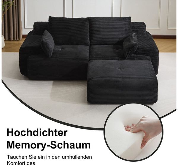 Leawin Sofa 2-Sitzer Sofa ohne Montage, Cordstoff, ergonomisch & platzsparend, Modulares Sofa mit 32D Polsterung für Wohnzimmer & kleine Räume