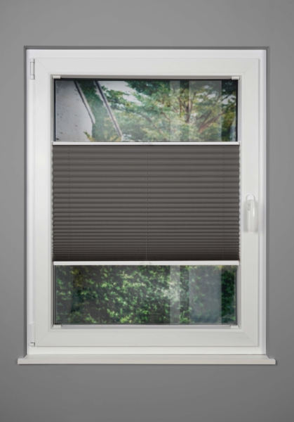 ondeco Plissee Thermo für Fenster innen, Montage in Glasleiste mit Spannschuh, Sonnenschutz-Rollo, Lichtschutz und blickdicht, leichte Verdunkelung, Dunkelgrau, B): 131-140 cm, H): 40-100 cm Bild 2