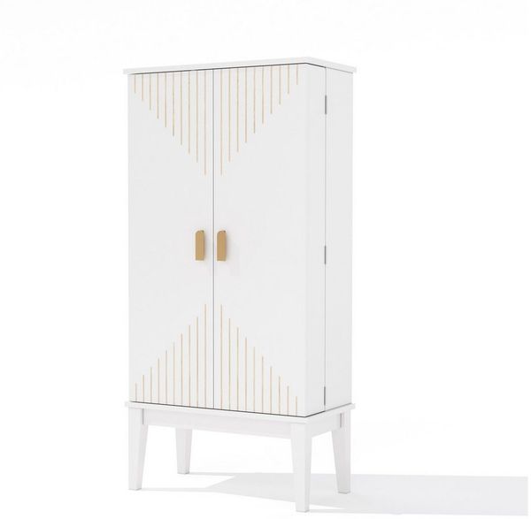 Yorbay Mehrzweckschrank Vintage Küchenschrank mit verbreitert Fundament&Kipp-Schutzvorrichtung Vintage-Stil Aufbewahrungsschrank, 120X59X30cm, Weiß
