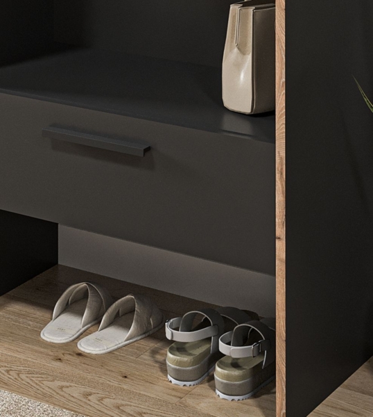 Garderobe Salud in grau und Nox Eiche 70 x 189 cm Bild 4