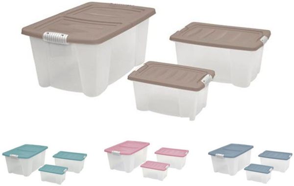 Allzweck-Stapelbox 3er-Set mit Deckel Aufbewahrungsbox Rollenbox Spielzeugkiste