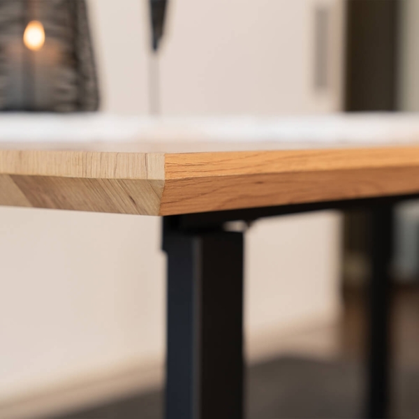 HOME DELUXE Essgruppe Eckig AVENCIA inkl. U-Fuß - 240 x 120 cm Light Oak 6 Stühle Creme Bild 3