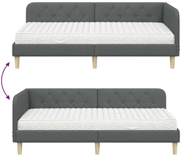vidaXL Eckbettgestell Dunkelgrau 100 x 200 cm Stoff 3394126 Bild 12