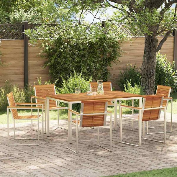 vidaXL Garten Essgruppe 7 pcs Massives Akazienholz und Edelstahl 3334808