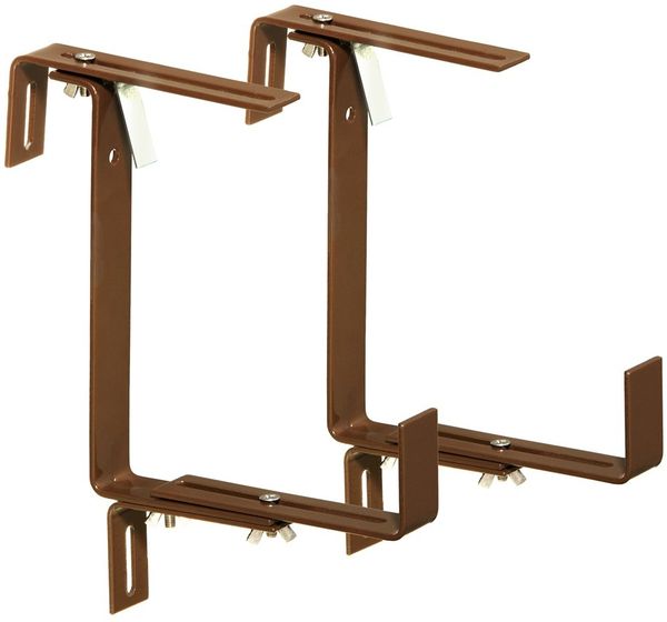 Dehner Blumenkastenhalter Profi für Rohrgeländer, 2 Stück, Metall, braun, 27 x 21.6 x 6 cm