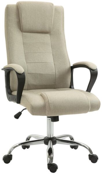 Vinsetto Bürostuhl Ergonomisch Schreibtischstuhl mit Kopfstütze, Höhenverstellbar (Computerstuhl, 1 St), Drehstuhl für Home-Office, Beige