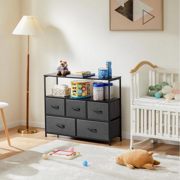DUMOS Stauraumschrank Kommode mit Stoffschubladen, Stoffkommode für Schlafzimmer Geeignet Schubladenschränke
