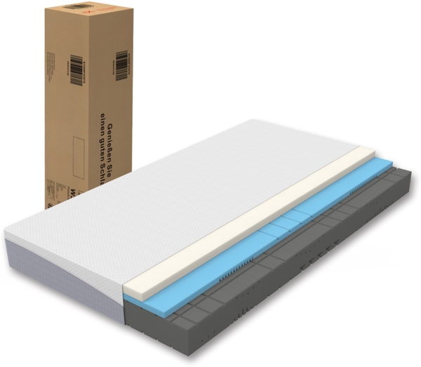 Schaummatratze, gemütliche Matratze mittlere Härte doppelseitig schlafend Oeko-TEX zertifiziert H3 H4 abnehmbarer Bezug, Schaumstoff, Grau Weiß, 90x200 cm