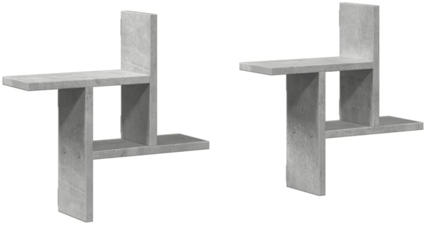 vidaXL Wandregale 2 Stk. Betongrau 38x12x38 cm Holzwerkstoff 853248