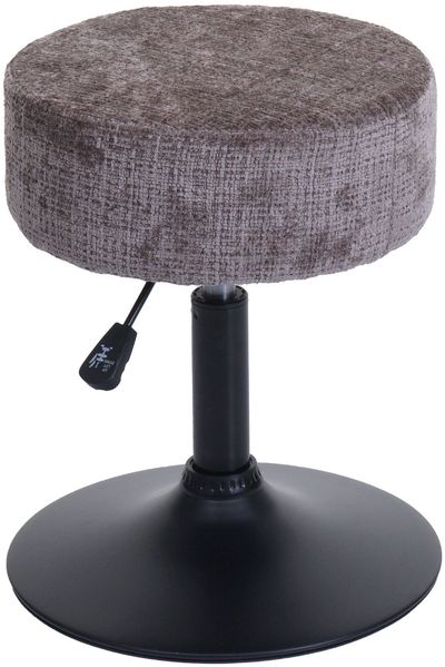Hocker HWC-C22, Sitzhocker Schminkhocker, höhenverstellbar drehbar Ø 37cm Stoff Chenille (465g/m²) FSC® ~ braun Bild 7