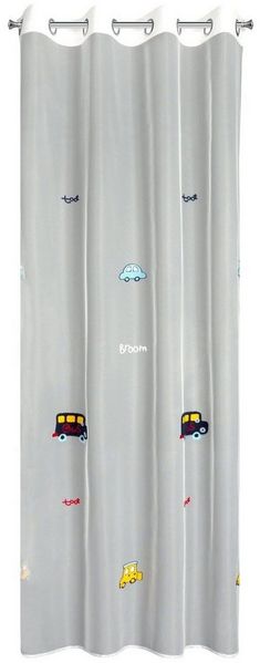 Eurofirany Gardine Kinderzimmer Ösen 140x250 Blumen Dinosaurier Autos Sterne, Transparente Vorhänge, Fensterdekoration, Gemusterte Gardinen
