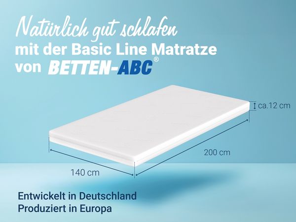 Betten-ABC Basic-Line – Komfortschaummatratze geeignet f. Gäste-/Jugendbetten,Kernhöhe ca. 10cm, Größe: 140 x 200 cm