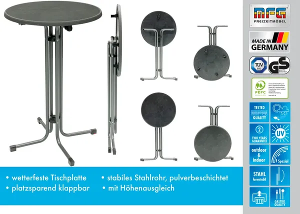 MFG Stehtisch klappbar mit wetterfester Melamin-Platte, MDF/Stahlrohr anthrazit, 110 x 80 cm Bild 3