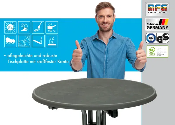 MFG Stehtisch klappbar mit wetterfester Melamin-Platte, MDF/Stahlrohr anthrazit, 110 x 80 cm Bild 6