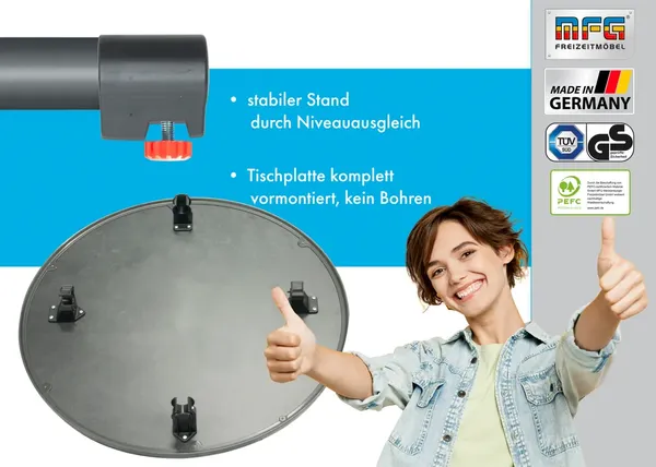MFG Stehtisch klappbar mit wetterfester Melamin-Platte, MDF/Stahlrohr anthrazit, 110 x 80 cm Bild 7