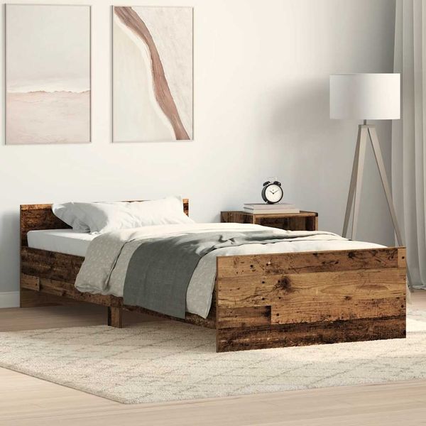 vidaXL Bettgestell ohne Matratze Altholz-Optik 75x190 cm Holzwerkstoff 862310