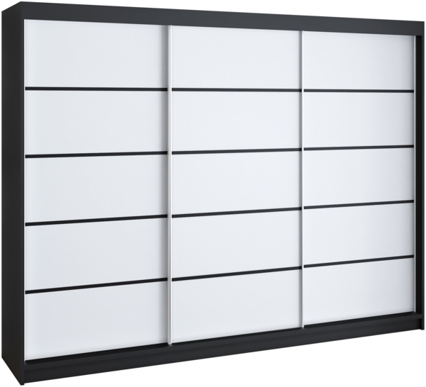 Schwebetürenschrank MES 2-türig Schrank 200 cm (mit Spiegel) Farbe: Schwarz , weiß