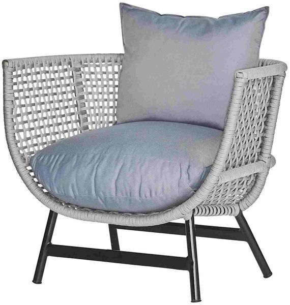 Loungesessel Suka aus Aluminium, modern und wetterfest, hellgrau, gepolstert für Outdoor