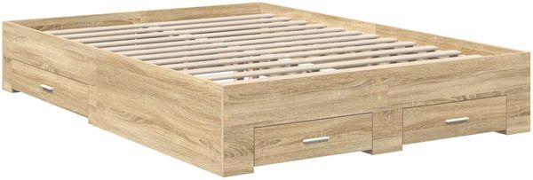 vidaXL Bettrahmen mit Kopfteil Sonoma-Eiche 140 x 190 cm Holzwerkstoff 3410897 Bild 6