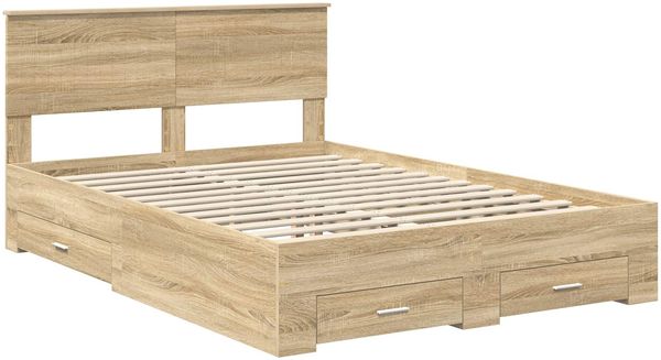 vidaXL Bettrahmen mit Kopfteil Sonoma-Eiche 140 x 190 cm Holzwerkstoff 3410897 Bild 4