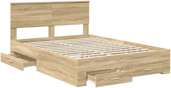 vidaXL Bettrahmen mit Kopfteil Sonoma-Eiche 140 x 190 cm Holzwerkstoff 3410897 Bild 5