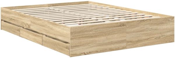 vidaXL Bettrahmen Sonoma-Eiche 150 x 200 cm Ingenieurs Holz 3413403 Bild 6