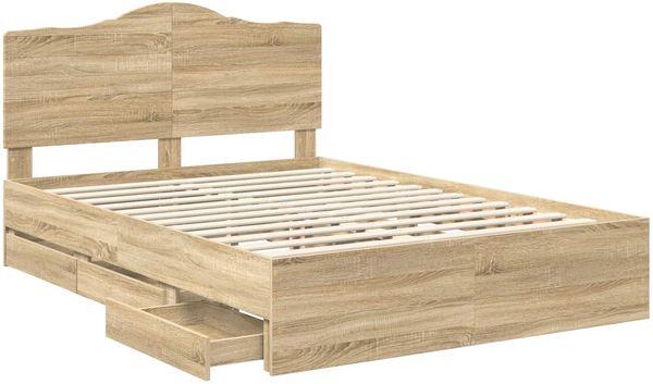 vidaXL Bettrahmen Sonoma-Eiche 150 x 200 cm Ingenieurs Holz 3413403 Bild 5