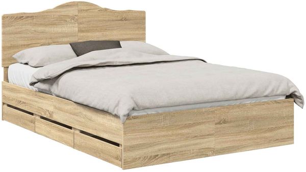 vidaXL Bettrahmen Sonoma-Eiche 150 x 200 cm Ingenieurs Holz 3413403 Bild 2