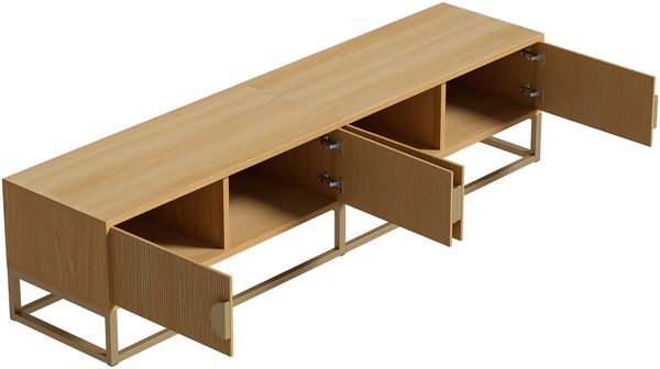 TV-Board MDF/Spanplatte mit Holzmaserung, 4 Türen & Soft-Close, 180x40x40 cm, Holzfarbe Bild 3