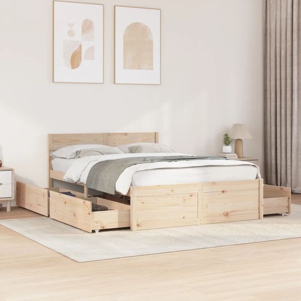 vidaXL Massivholzbett ohne Matratze 135x190 cm Kiefernholz 3282357