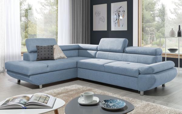 99rooms Filio Ecksofa Velours ESITO Pastellblau Links ohne