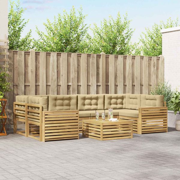 vidaXL Outdoor-Sofagarnitur 7 pcs Weiß und Beige 3390133