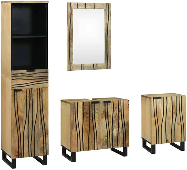 vidaXL Badezimmermöbel-Set mit Schubladen 4 pcs Braun Holzwerkstoff 3310044